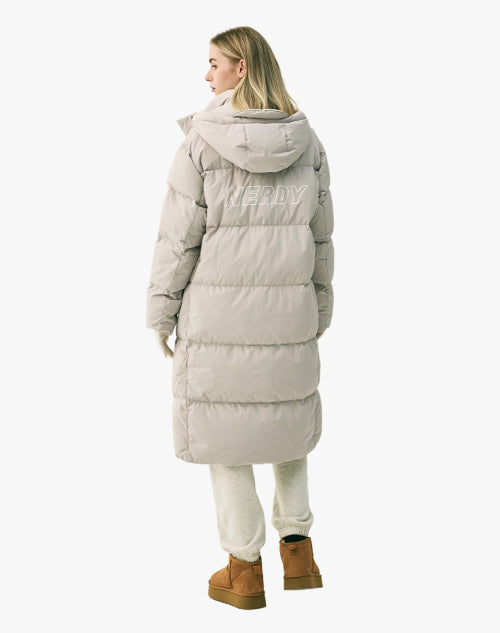 Solid Long Down Jacket Warm Gray