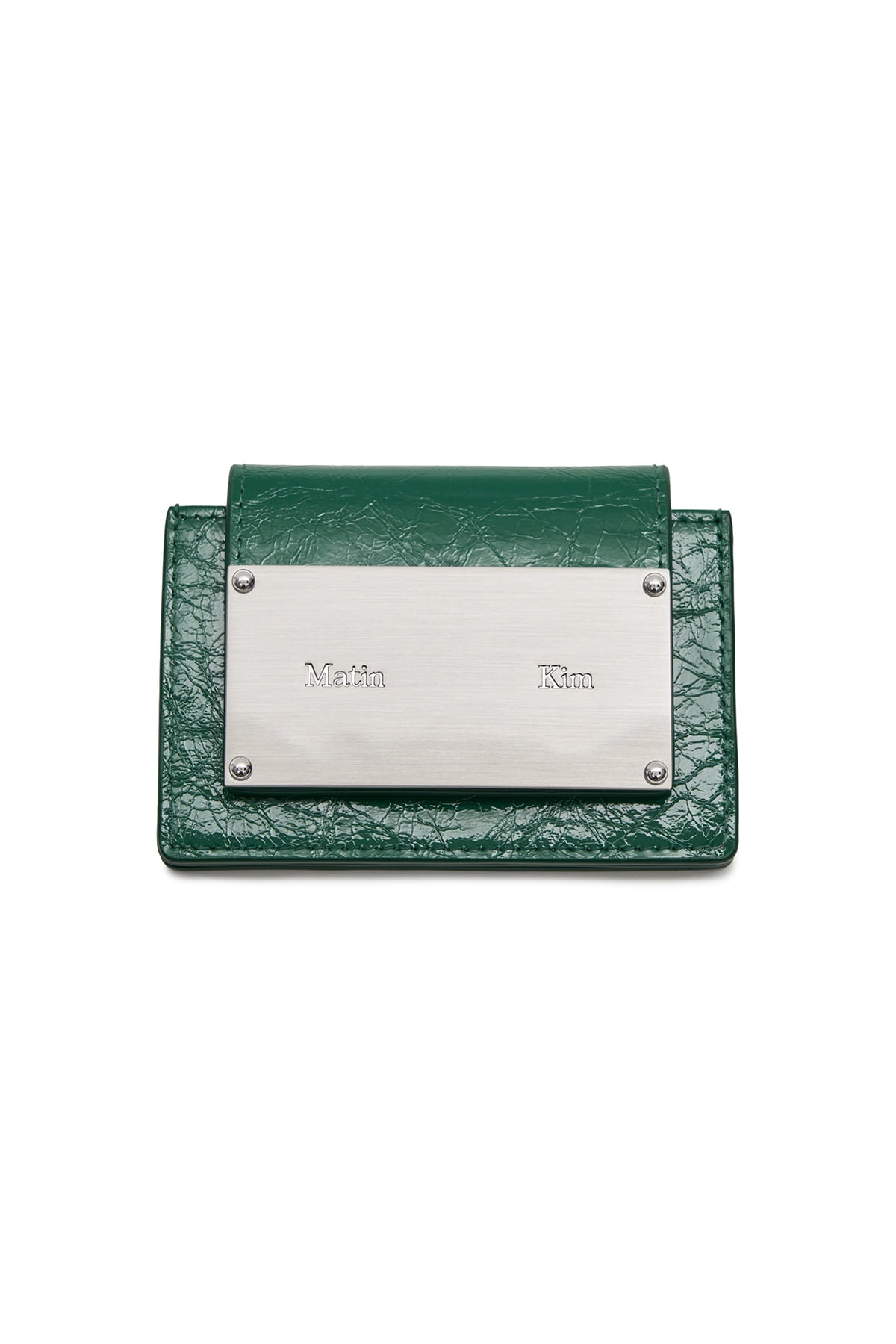 GLAZED ACCORDION WALLET IN GREEN