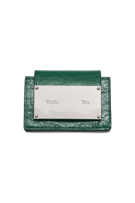 GLAZED ACCORDION WALLET IN GREEN