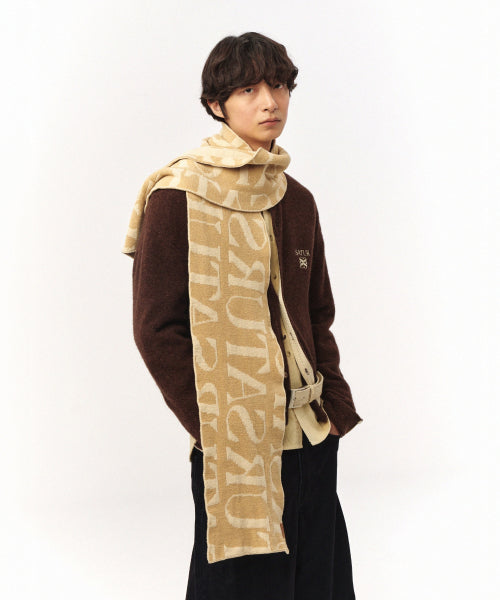 Logo Jacquard Muffler Beige