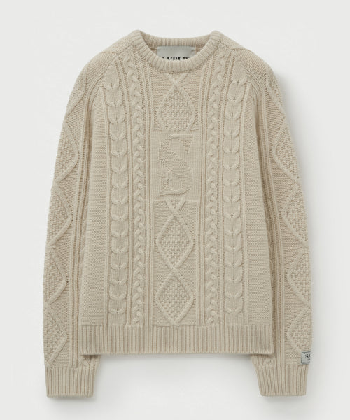 Big Cable Fisherman Pullover Knit Cream