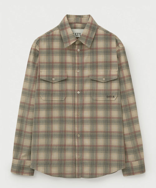 Corduroy Check Shirt Beige