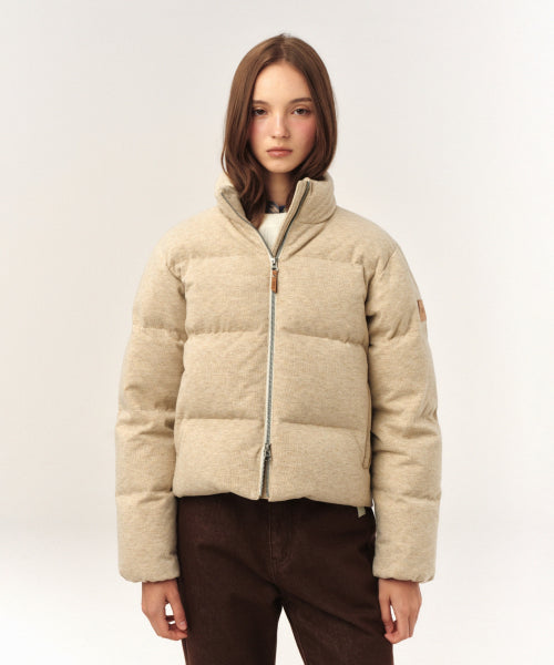 (W) Knit Puffer Duck Down Padding Cream
