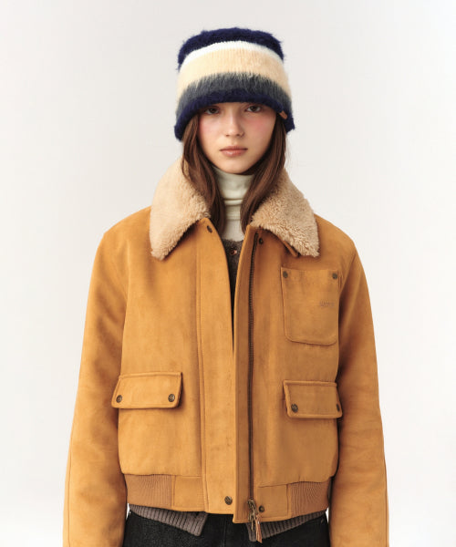 (W) Synthetic Suede Blouson Jumper Camel