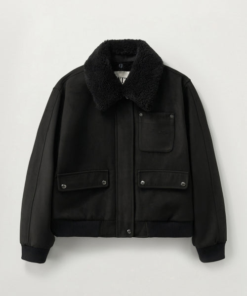(W) Synthetic Suede Blouson Jumper Black
