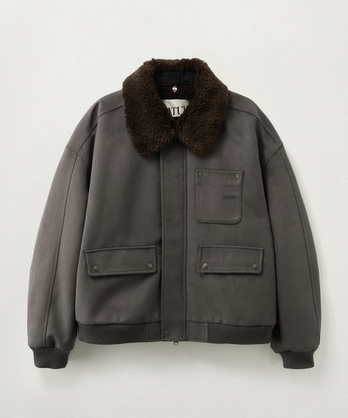 Synthetic Suede Blouson Jumper Dark Brown