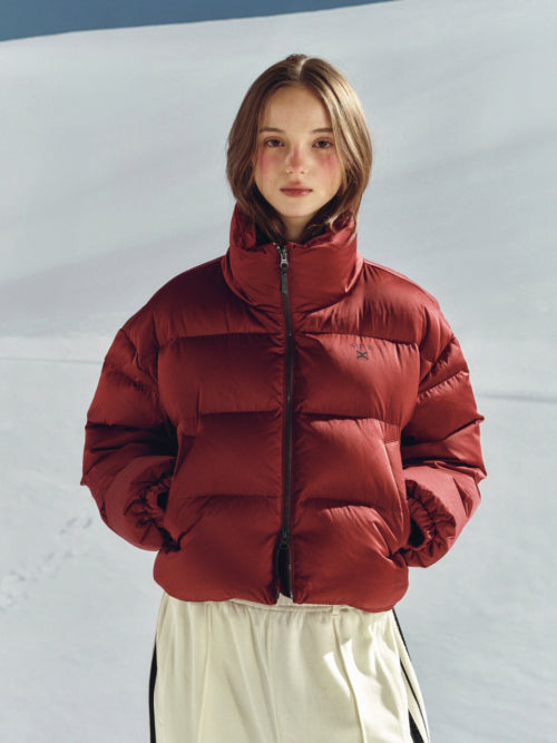 (W) Loren Crop Duck Down Padding Burgundy