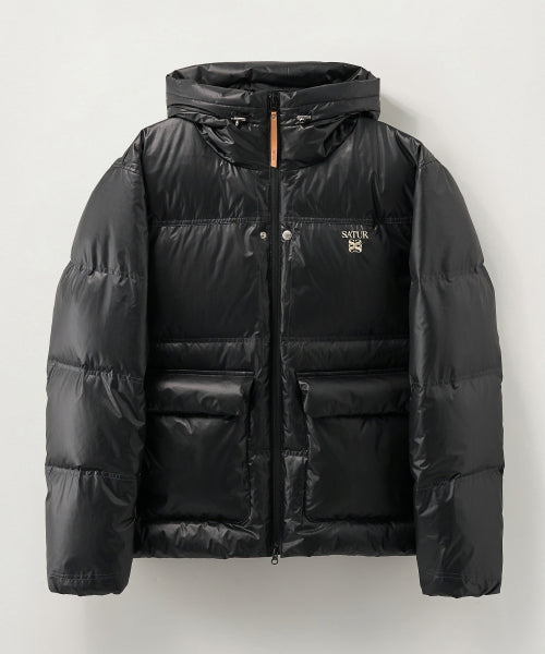 Hooded Puffer Duck Down Padding Black