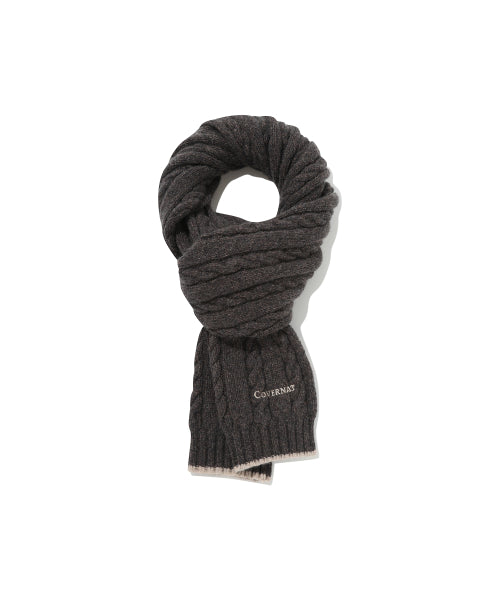 LOGO CABLE LAMBS WOOL MUFFLER