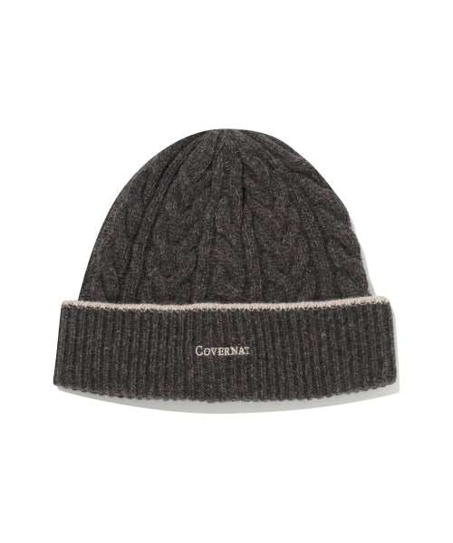 LOGO CABLE LAMBS WOOL BEANIE