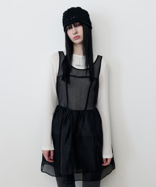 ORGANZA RIBBON MINI ONEPIECE BLACK