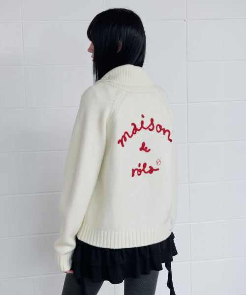 MAISON DE ROLA ZIP-UP KNIT IVORY