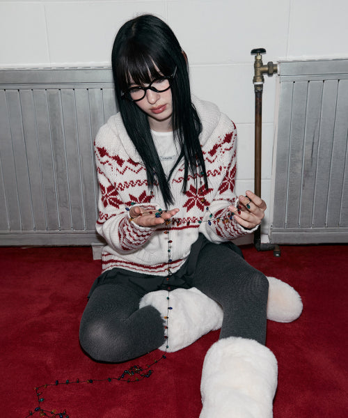 TWOWAY SNOW ZIP-UP KNIT IVORY