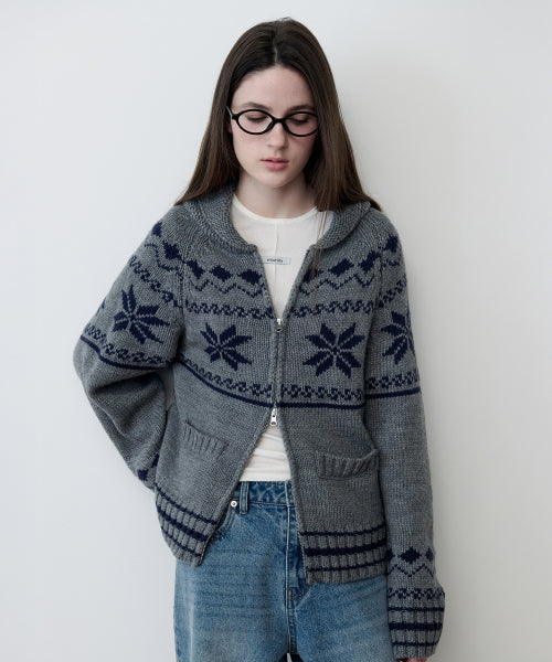 TWOWAY SNOW ZIP-UP KNIT GRAY