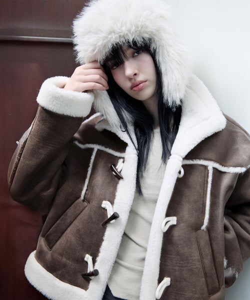 HIGH NECK SUEDE MUSTANG JACKET BROWN