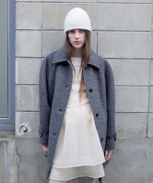WOOL HALF BUTTON COAT GRAY