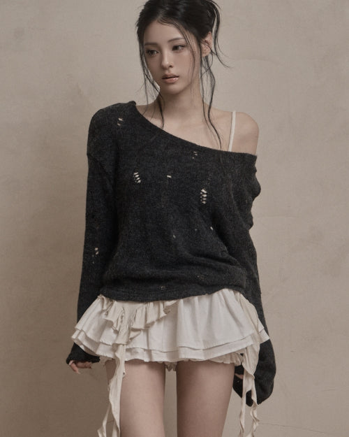 Damage Punching Knit (charcoal)