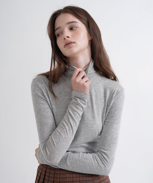 High Neck Span Slim T-Shirt (gray)