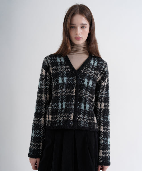 Jacquard Recycled Knit Cardigan (black)