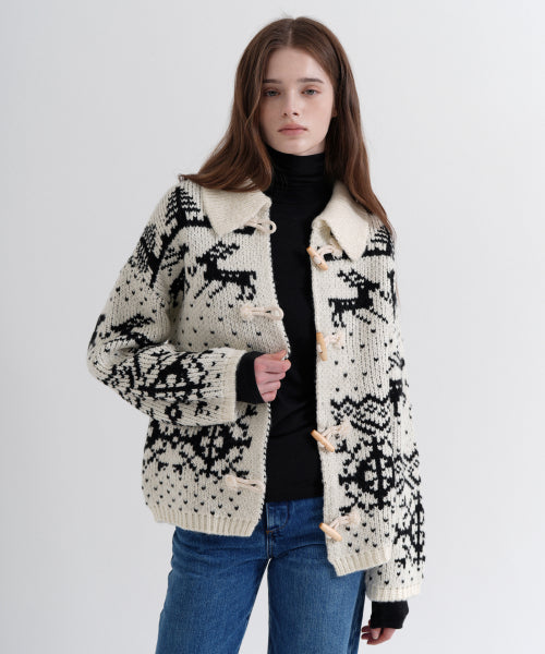 Nordic Toggle Botton Knit Cardigan (cream)