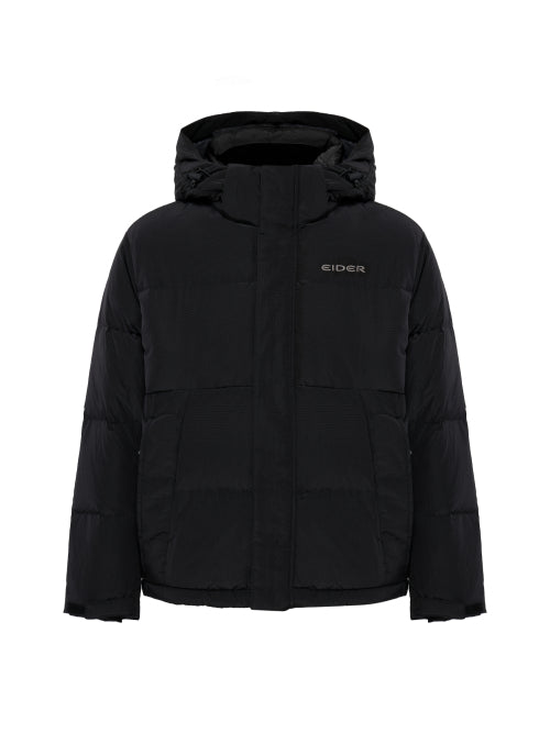 RIDGE (Ridge) Men's Puffer Hoodie Down Jacket_Black