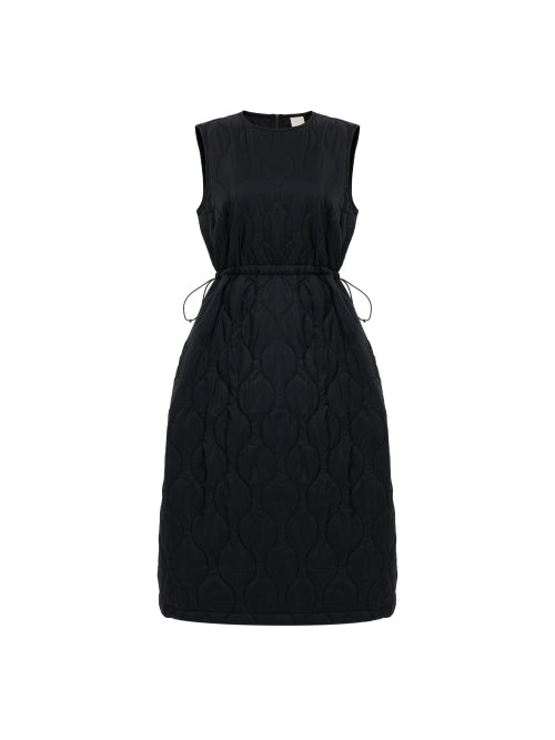 SHIRRING (Shirring) Women's Quilted Padded Dress_Black