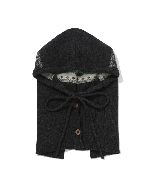 WOMAN CLOVER HEART JACQUARD ANGORA BALACLAVA