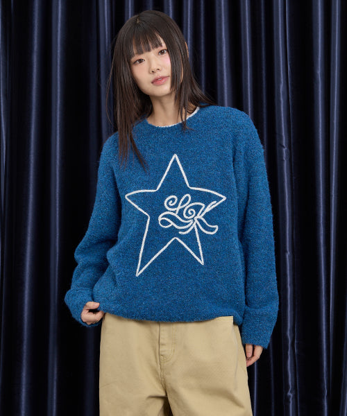Star Line Boucle Knit BLUE