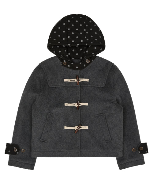 Dot Duffle Crop Coat CHARCOAL