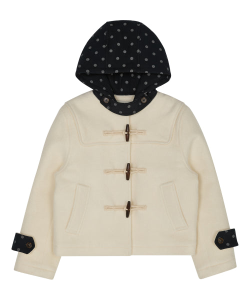 Dot Duffle Crop Coat IVORY