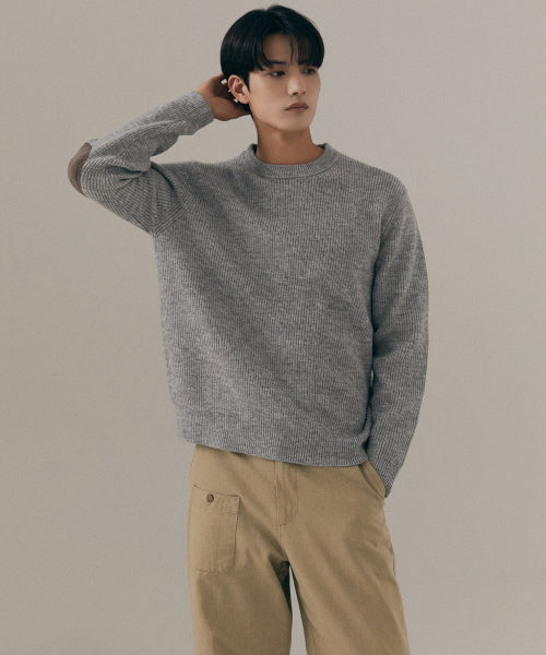 [SPAO x OURSELVES] 라운드넥 패치 스웨터(GRAY)_SPKWF4TU01