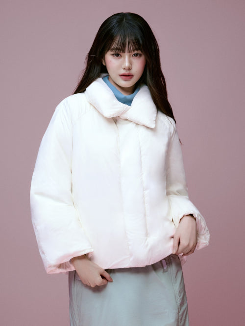 La Belle (Label) Women's Cashmere Short Coat Down Jacket_Cream