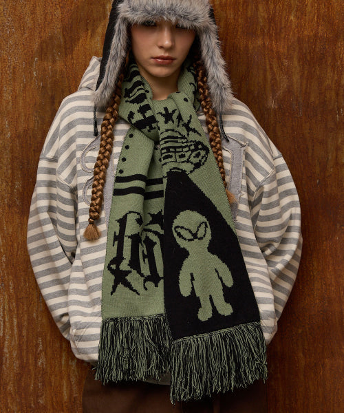 Reversible Alien Knit Muffler MINT