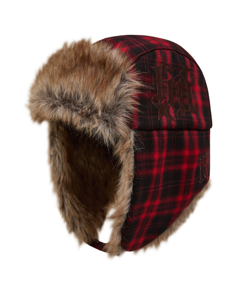 HD Fur Trooper Hat CHECK RED