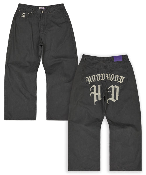 HD Chain Embroidery Cotton Pants CHARCOAL