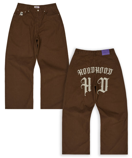 HD Chain Embroidery Cotton Pants BROWN