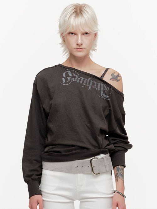 ASHA DRAPED SWEATSHIRT (CHARCOAL)