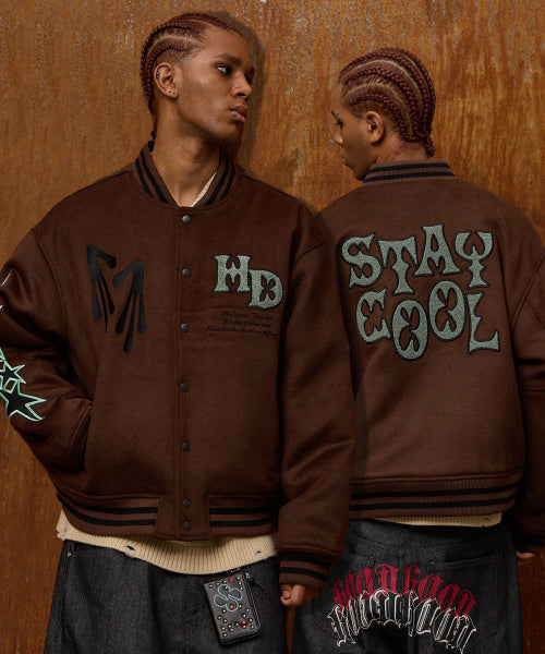 STAY COOL Varsity Jacket BROWN