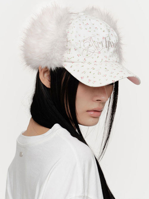 ARCHIVES DAISY FUR EARFLAP CAP (IVORY)