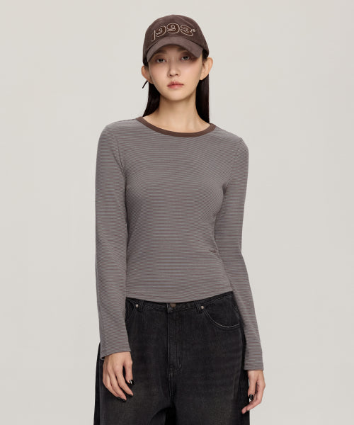 W Stripe Coloring Lip Long Sleeve_Vintage Blue