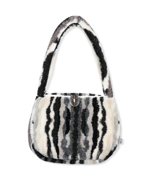 WXAC022 Mokomoko Yuki Fleece Cross Bag (BLACK/IVORY)