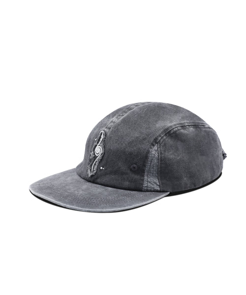 WXAC017 EuroMido Applique Cotton Camp Cap (BLACK)