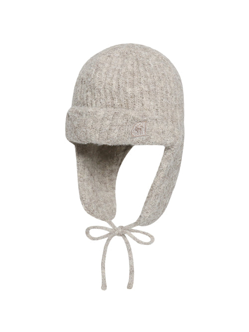 [Early Breeze] Buccle Cute Beanie Light Beige