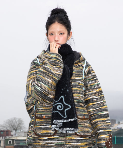 WXAC023 Hirahira Yukimoto Mohair Scarf (BLACK)