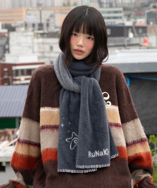 WXAC023 Hirahira Yukimoto Mohair Scarf (GRAY)