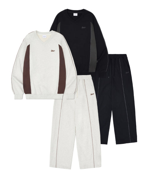 [SET] Vintage Piping Sweat Set-up (2 colors)