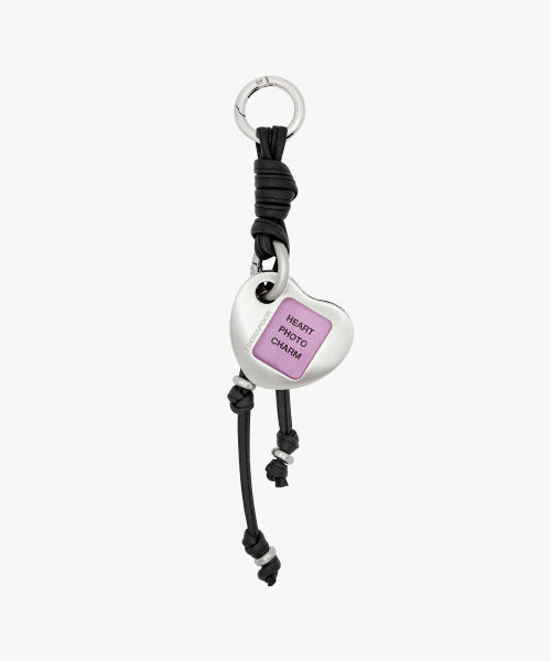Heart photo. Charm key ring. - Black