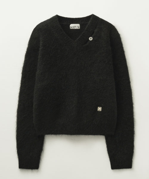 (W) Essen Two Tone Mohair Blend Knit Black