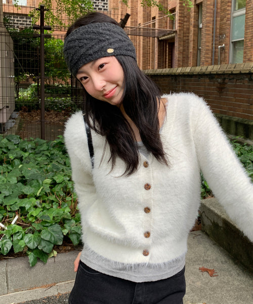 Boston Cable Knit Hairband (Charcoal)