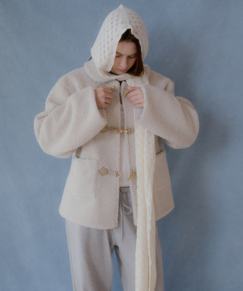 Scofe wool hooded muffler (ivory)